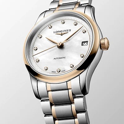 Longines Master Collection Lady 34mm 18k Gold Bezel and Caps Diamonds L2.450.5.89.7