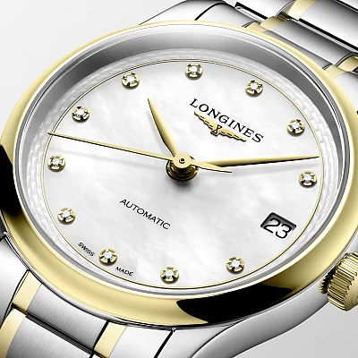 Longines Master Collection Lady 34mm 18k Gold Bezel and Caps Diamonds L2.450.5.87.7