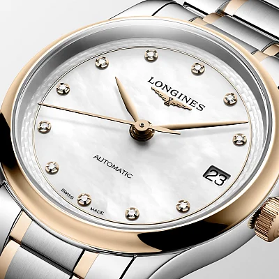 Longines Master Collection Lady 34mm 18k Gold Bezel and Caps Diamonds L2.450.5.89.7