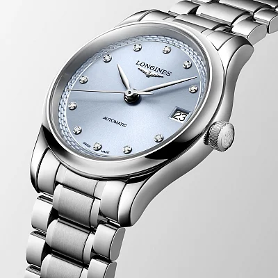Longines Master Collection Lady 34mm Ice Blue Dial Diamonds L2.450.4.97.6