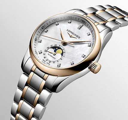 Longines Master Collection Lady Moonphase Diamonds 18k Gold Caps L2.409.5.89.7