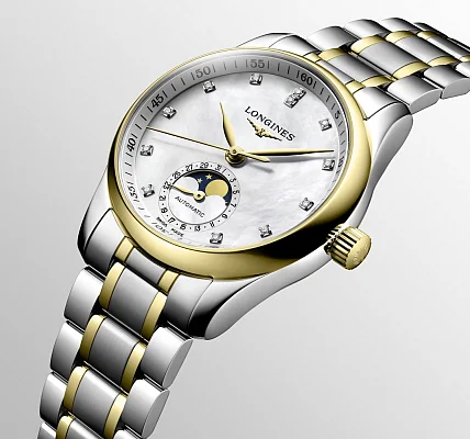 Longines Master Collection Lady Moonphase Diamonds 18k Gold Caps L2.409.5.87.7