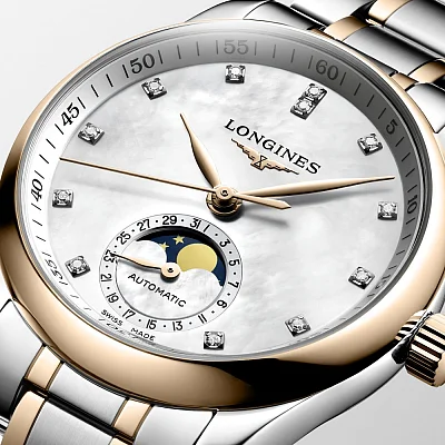 Longines Master Collection Lady Moonphase Diamonds 18k Gold Caps L2.409.5.89.7