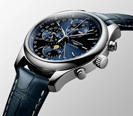 Longines Master Collection Moonphase Chrono Blue Strap XL L2.773.4.92.2