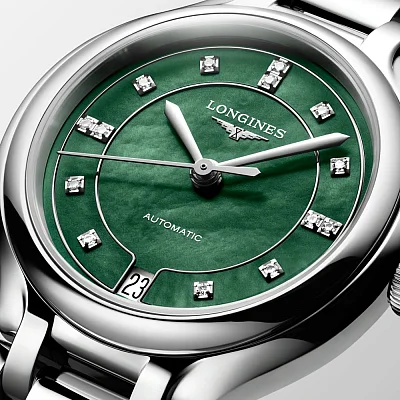 Longines PrimaLuna Automatic Diamonds Green Dial L8.124.4.07.6