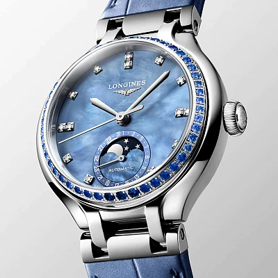 Longines PrimaLuna Automatic Moonphase Diamonds & Sapphires L8.126.0.97.2