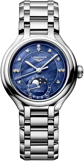 Longines PrimaLuna Automatic Moonphase Diamonds Blue Dial L81264976