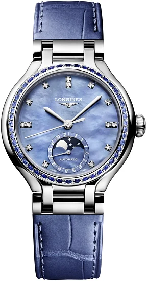 Longines PrimaLuna Automatic Moonphase Diamonds & Sapphires L81260972