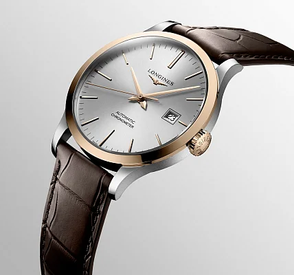 Longines Record COSC Chronometer 18k Gold Caps L2.821.5.72.2