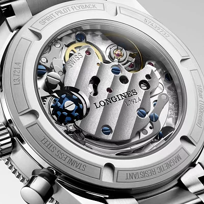 Longines Spirit Pilot Flyback Column-Wheel Chronograph COSC Chronometer Mechanical 39.5mm Blue L3.721.4.93.6