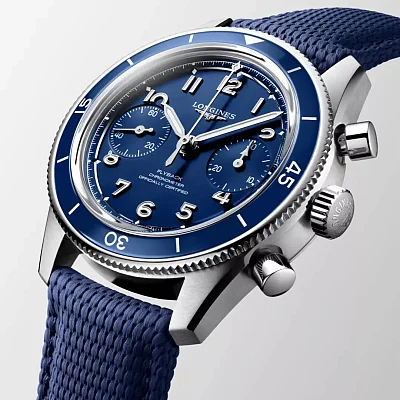 Longines Spirit Pilot Flyback Column-Wheel Chronograph COSC Chronometer Mechanical 39.5mm Blue L3.721.4.93.9
