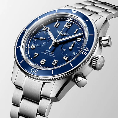 Longines Spirit Pilot Flyback Column-Wheel Chronograph COSC Chronometer Mechanical 39.5mm Blue L3.721.4.93.6