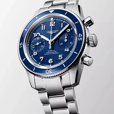 Longines Spirit Pilot Flyback Column-Wheel Chronograph COSC Chronometer Mechanical 39.5mm Blue L3.721.4.93.6