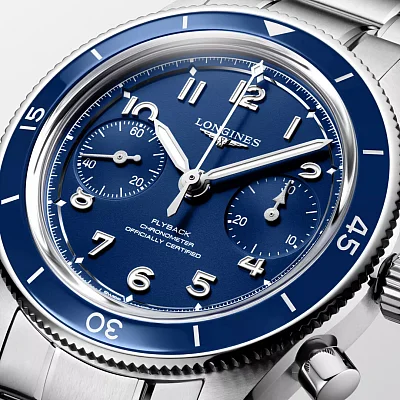 Longines Spirit Pilot Flyback Column-Wheel Chronograph COSC Chronometer Mechanical 39.5mm Blue L3.721.4.93.6