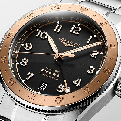 Longines Spirit Zulu Time 1925 39mm GMT COSC Chronometer 18k Gold Bezel Set L3.803.5.53.6