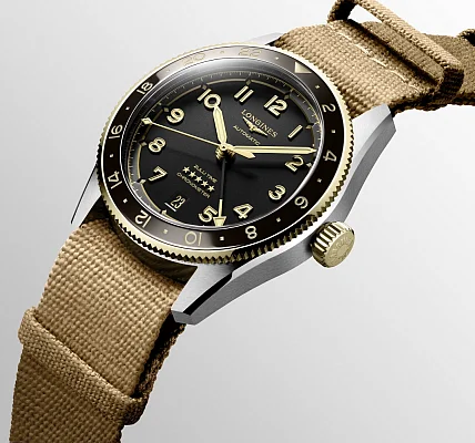 Longines Spirit Zulu Time 39mm GMT COSC Chronometer 18k Gold Bezel L3.802.5.53.9