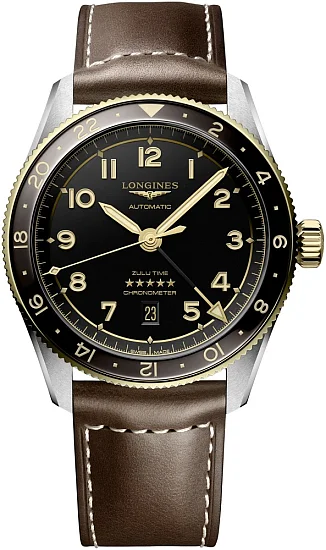 Longines Spirit Zulu Time 42mm GMT COSC Chronometer 18k Gold Bezel L38125532