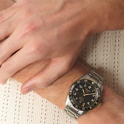 Longines Spirit Zulu Time 42mm GMT COSC Chronometer 18k Gold Bezel L3.812.5.53.6