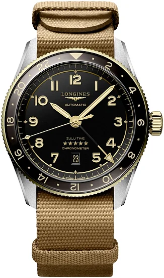 Longines Spirit Zulu Time 42mm GMT COSC Chronometer 18k Gold Bezel L38125539
