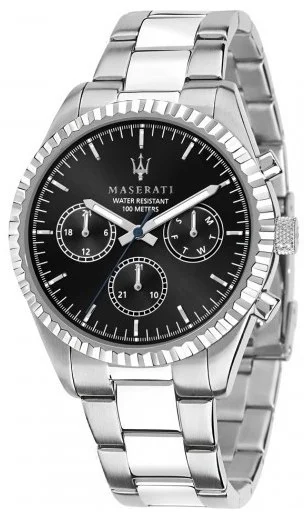 Maserati Competizione Black Dial Steel Bracelet R8853100023
