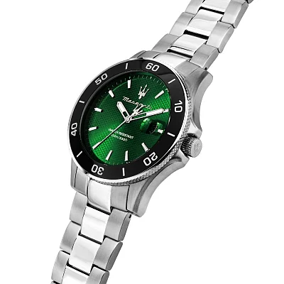 Maserati Competizione Green Dial Steel Bracelet R8853100038