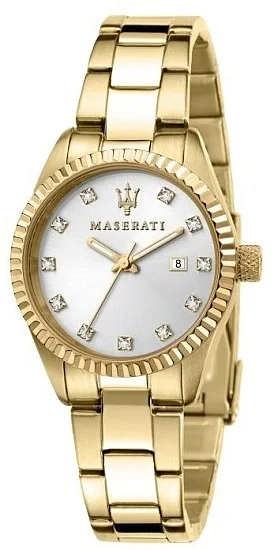 Maserati Competizione Lady White Dial Yellow Gold PVD Bracelet R8853100506