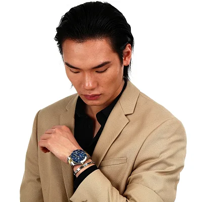 Maserati Competizione Blue Dial Yellow Gold PVD Bracelet Set R8873600007