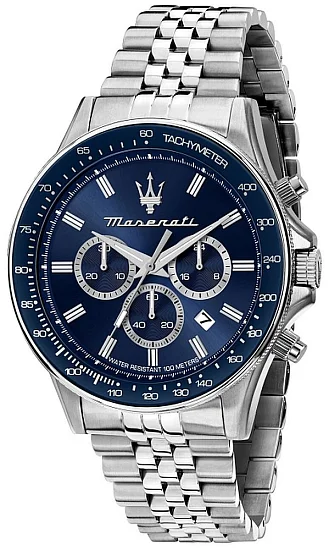 Maserati Sfida Steel Bracelet Blue Dial Chrono R8873640025