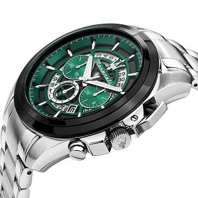Maserati Traguardo Silver Bracelet Green Dial R8873612060