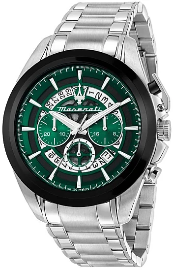 Maserati Traguardo Silver Bracelet Green Dial R8873612060