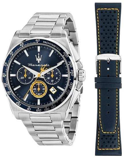 Maserati Velocita Blue Dial Steel Bracelet Chrono Set R8873652001