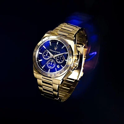 Maserati Velocita Yellow Gold Blue Dial R8873652002