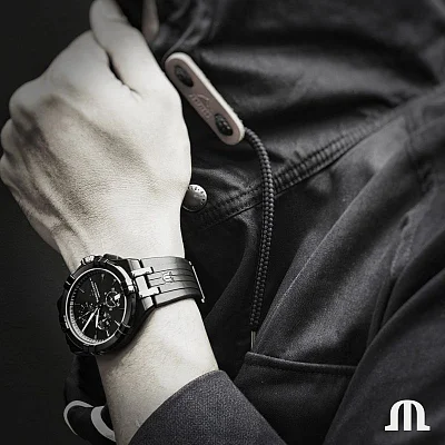 Maurice Lacroix Aikon Gent Chronograph Quartz Steel Black PVD AI1018-PVB01-333-1