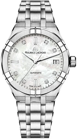 Maurice Lacroix Aikon Unisex Date 39mm Automatic Steel Diamonds MOP AI6007-SS002-170-1