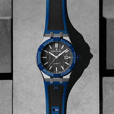 Maurice Lacroix Aikonic Gent Date 43mm Automatic Blue Ceramic Bezel AC6008-SSL40-330-4