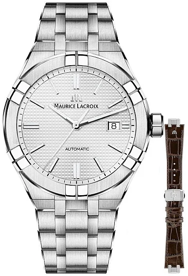Maurice Lacroix Aikon Gent Date 42mm Automatic Steel Set AI6008-SS002-130-2
