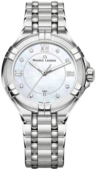 Maurice Lacroix Aikon Lady Date 30mm Quartz Steel Diamonds MOP AI1004-SS002-170-1