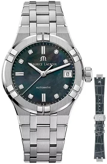 Maurice Lacroix Aikon Lady Date 35mm Automatic Steel Diamonds MOP Set AI6006-SS002-370-2