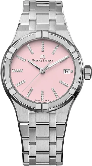 Maurice Lacroix Aikon Lady Date 35mm Quartz Steel Diamonds Pink AI1106-SS002-550-1