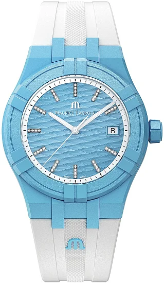 Maurice Lacroix Aikon #TIDE Unisex Date 40mm Blue & White Diamonds AI2008-AAAA1-3A0-0