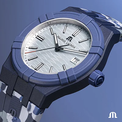 Maurice Lacroix Aikon #TIDE Unisex Date 40mm Camo Blue Limited Edition AI2008-B88AZ-000-0