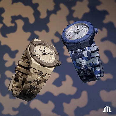Maurice Lacroix Aikon #TIDE Unisex Date 40mm Camo Blue Limited Edition AI2008-B88AZ-000-0