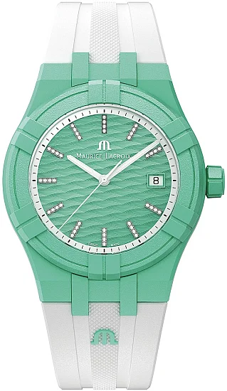 Maurice Lacroix Aikon #TIDE Unisex Date 40mm Green & White Diamonds AI2008-CCCC1-3A0-0
