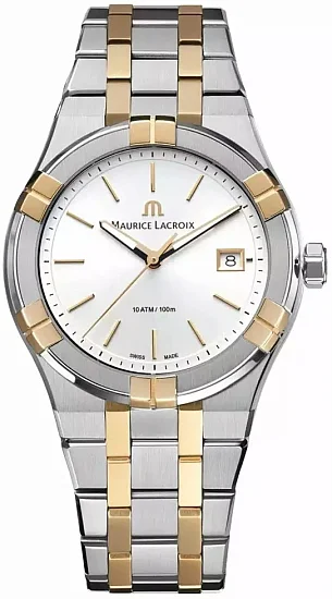 Maurice Lacroix Aikon Unisex Date 40mm Quartz Steel Bicolor PVD AI1108-PVP02-130-1