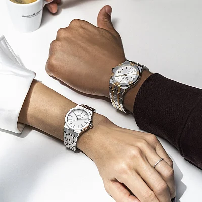 Maurice Lacroix Aikon Unisex Date 40mm Quartz Steel Bicolor PVD AI1108-PVP02-130-1