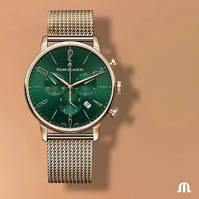 Maurice Lacroix Eliros Gent Chronograph Quartz Steel Mesh Rose Gold PVD EL1098-PVP06-620-1