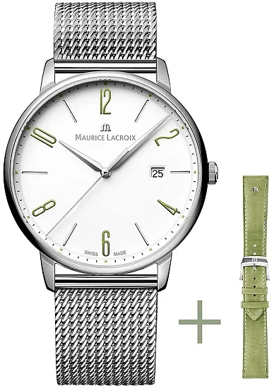 Maurice Lacroix Eliros Gent Date 40mm Quartz Steel Mesh & Leather Set EL1118-SS00S-120-D