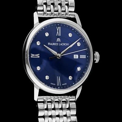 Maurice Lacroix Eliros Lady Date 30mm Quartz Steel Diamonds EL1094-SS002-450-1