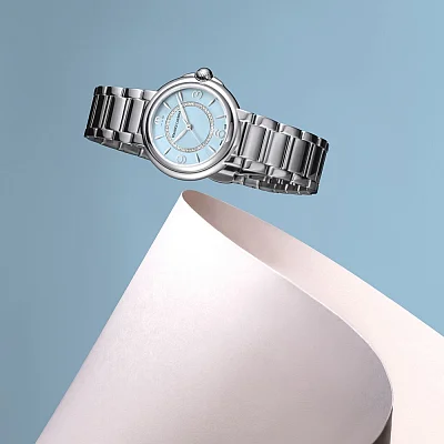 Maurice Lacroix Fiaba Lady Date 32mm Quartz Steel Diamonds Ice Blue FA1104-SS002-E20-1