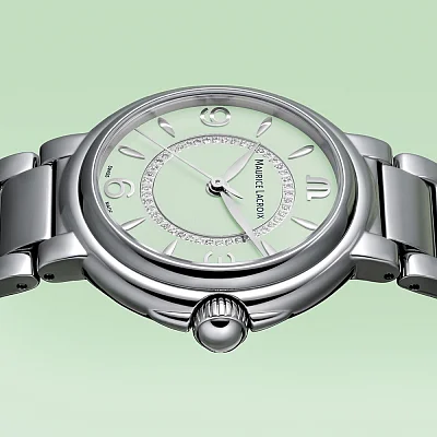 Maurice Lacroix Fiaba Lady Date 32mm Quartz Steel Diamonds Mint FA1104-SS002-G20-1